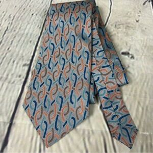 4/$25 ThaiSilk handmade vintage tie gray orange and blue